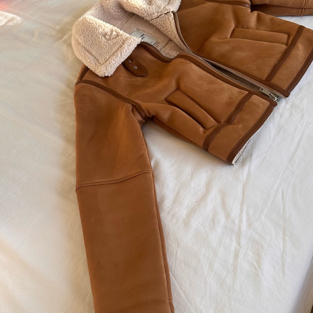 Vegan Suede Shearling Coat - Picture 5 of 11